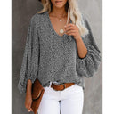Women's V-Neck Blouse with Puff Sleeves
