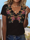 Floral Embroidered Asymmetrical Blouse for Women