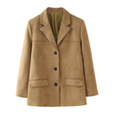 Chic Women's Faux Leather Blazer with Stylish Pockets