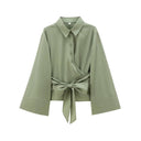 Chic Women's Blouse with Wide Sleeves and Bow Detail