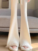 Chic Women's Fluffy Flared Pants with Frayed Hem