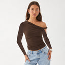 Chic Asymmetrical Blouse with Ruffled Sleeves for Women