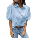 Chic Puff Sleeve Blouse with Classic Collar