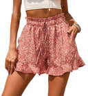 Floral Printed Women's Shorts with Stretch Waist