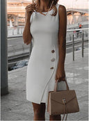 Chic Sheath Dress with Button Accents for Women