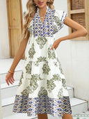 Floral V-Neck Women's Blouse Dress