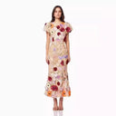 Floral Dress with 3D Flower Embellishments