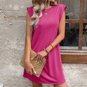 Stylish Women's T-Shirt Dress with Shoulder Pads