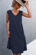Chic Women's V-Neck Dress with Ruffle Detail