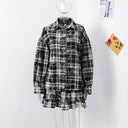 Stylish Women's Striped Blouses with Ruffled Hem and Billowy Sleeves