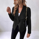 Women's Chic Asymmetrical Blazer with Zipper Pockets