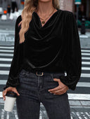 Chic Viscose Blouse with Waterfall Neckline for Women