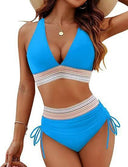 Chic High-Waisted Women's Bikinis with Stylish Accents