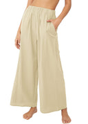 Women's Wide-Leg Pants with Elastic Waist & Pockets