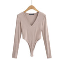 Chic Long Sleeve Deep V-Neck Bodysuit for Women