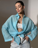 Chic Oversized Women's Blouse with Button Accents