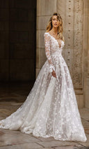 Lace-Embellished V-Neck Women's Wedding Dress