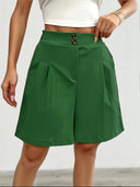 Chic Pleated Button Shorts for Women