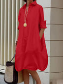 Chic Women's Shirt Dress with Wide Hem