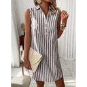 Chic Striped Button-Up Shirt Dress for Women