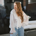 Chic Ruffle Chiffon Blouse with Oversized Design