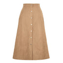 Stylish Women's Long Corduroy Skirt with Button Detail