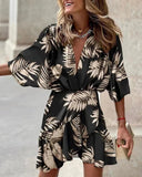 Animal Print Women's Wrap Dress with Statement Sleeves