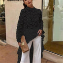 Women's Lace Asymmetrical Hem Top with Ruffle Accents