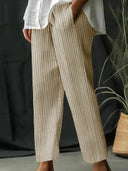 Women's Striped Design Pants with Adjustable Waistband