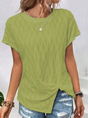 Textured Wave Pattern Women's Cotton Tee
