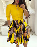 Women's Chic Zip Design Dress with Waistline Accent