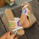 Embroidered Women's Platform Sandals with Cushioned Footbed