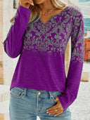 Floral Embroidered V-Neck Blouse for Women