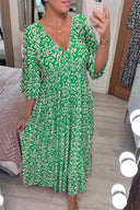 V-Neck Maxi Dress with Flowing Sleeves for Women