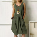 Cotton Sleeveless Dress with Handy Pockets