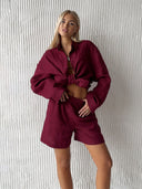 Linen Blouse and Shorts Ensemble for Women