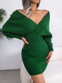 Chic V-Neck Knitted Mini Dress for Women