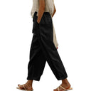 Chic Women's Linen Pants with Lace Accents