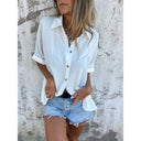 Chic Women's Short Sleeve Blouse with Button Design