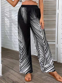 Chic Palazzo Pants with Tropical Palm Design