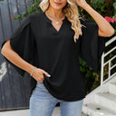 Chic V-Neck Blouse with Flared Sleeves