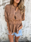 Chic Ruffled Blouse with Button Placket for Women
