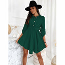 Chic Knee-Length Shirt Dress with Waist Belt and Stylish Accents