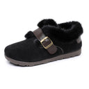 Chic Women's Slippers with Decorative Buckle & Plush Lining