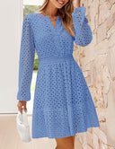 Stylish Women's Blouse Dress with Unique Cutwork and Statement Sleeves