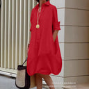 Chic Women's Shirt Dress with Convenient Pockets