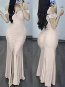 Chic Evening Dress with Embellished Neckline for Women