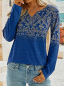 Floral Embroidered Women's Long Sleeve Blouse