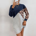 Animal Print Asymmetric Sweatshirt Dress for Women
