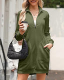 Chic Women's High Collar Dress with Pockets